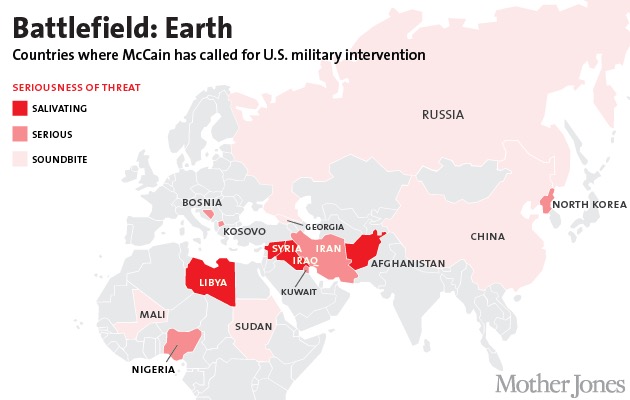 Map: All the Countries John McCain Has Wanted to Attack